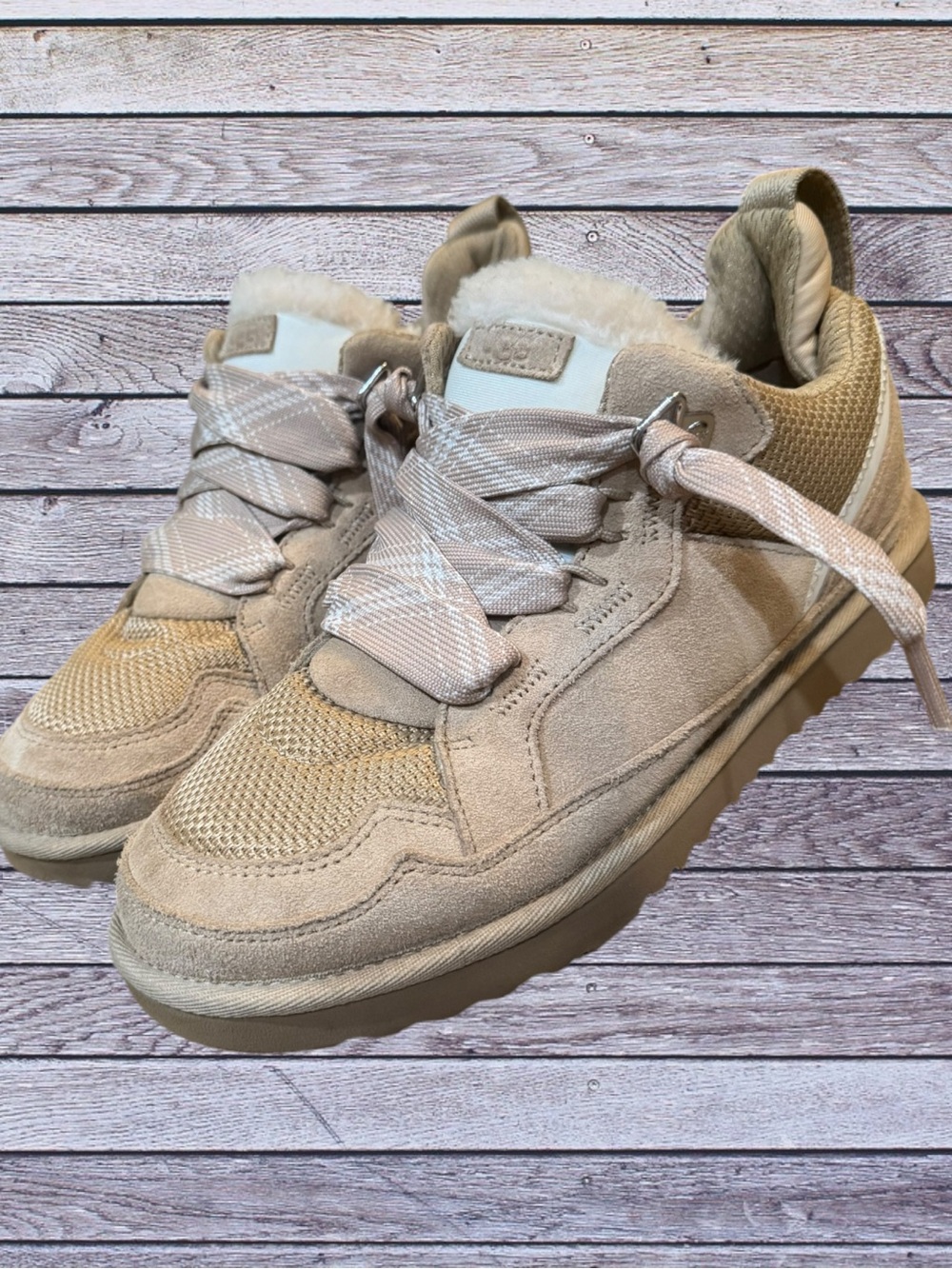 UGG Lowmel Sneakers Sand Tan Chunky Viral Suede Ankle Booties Size Hack 7.5 / 8 - Picture 4 of 16
